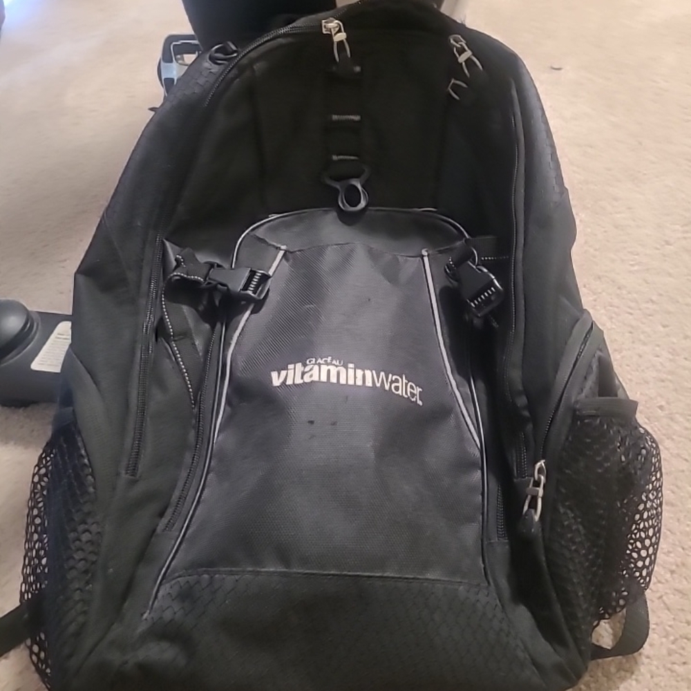 Vertex Black Backpack Tsa Friendly Vitamin Water Branded